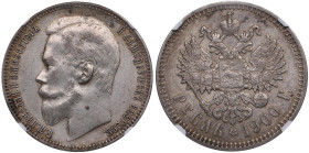 Russia Rouble 1900 ФЗ - Nicholas II (1894-1917) - NGC AU 53
Appealing exemplar with mint luster and elegant toning. Despite being commonly encountered...