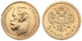 Russia 5 Roubles 1902 АР - Nicholas II (1894-1917)
4.30g. Au 0.900. UNC/UNC. Splendid brilliant exemplar. Bitkin 29; Sidorov 4021. PLEASE NOTE: This l...