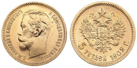 Russia 5 Roubles 1902 АР - Nicholas II (1894-1917)
4.31g. Au 0.900. UNC/UNC. Charming brilliant exemplar. Bitkin 29; Sidorov 4021. PLEASE NOTE: This l...