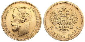 Russia 5 Roubles 1902 АР - Nicholas II (1894-1917)
4.32g. Au 0.900. UNC/UNC. Splendid brilliant exemplar. Bitkin 29; Sidorov 4021. PLEASE NOTE: This l...