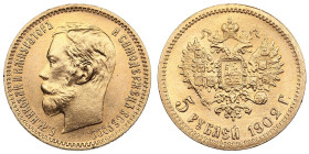 Russia 5 Roubles 1902 АР - Nicholas II (1894-1917)
4.30g. Au 0.900. UNC/UNC. Splendid brilliant exemplar. Bitkin 29; Sidorov 4021. PLEASE NOTE: This l...