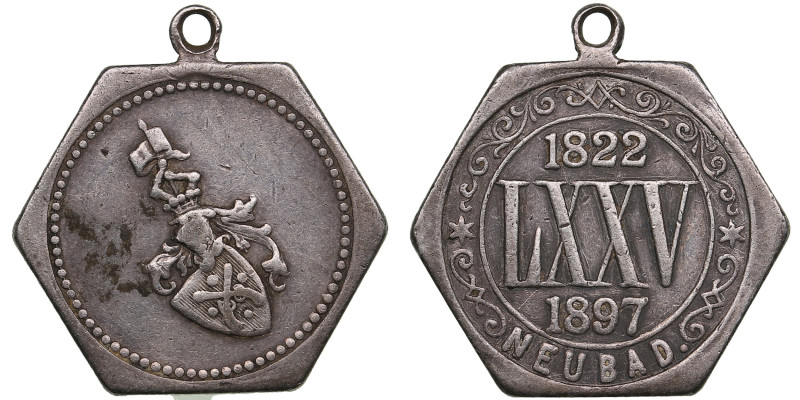 Latvia (Neibāde / Saulkrasti) Silver Hexagonal Jeton (Medal) 1897 - 75th Anniver...