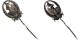 Latvia, Estonia (Russia) Silver Badge 1907 - Riga Estonian Educational and Mutual Aid Society
2.94g. 21x30mm. Commemorative stickpin in the form of a ...