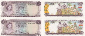 Bahamas 50 Cents 1965 (2) Sequential #
UNC. Pick 17.