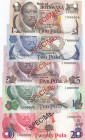 Botswana 1-20 Pula 1976-79 (5) Specimens
UNC. Pick 1s-5s.