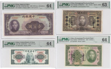 Group of Graded China Banknotes (4) PMG 63-64
Various.