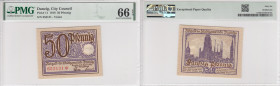 Danzid 50 Pfennig 1919 - PMG 66 EPQ Gem Uncirculated
Pick 11.