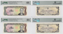 Dominican Republic 1 Peso Oro 1980 (2) PMG 64, Low #
Pick 117a.
