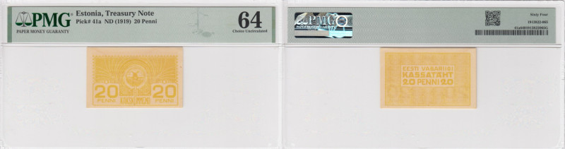 Estonia 20 Penni ND (1919) - PMG 64 Choice Uncirculated
Pick 41a.