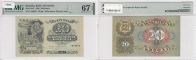 Estonia 20 Krooni 1932 - PMG 67 EPQ Superb Gem Unc
Only one specimen certified in a higher grade by PMG. Pick 64a.