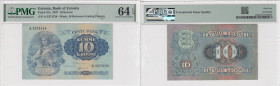 Estonia 10 Krooni 1937 - PMG 64 EPQ Choice Uncirculated
Pick 67a.