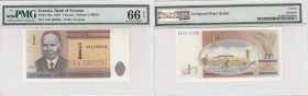 Estonia 1 Kroon 1992 - PMG 66 EPQ Gem Uncirculated
Pick 69a.