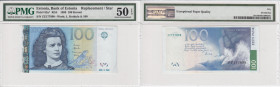 Estonia 100 Krooni 1999 - PMG 50 EPQ About Uncirculated
Pick 82a*.