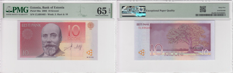 Estonia 10 Krooni 2006 - PMG 65 EPQ Gem Uncirculated
Pick 86a.