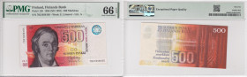Finland 500 Markkaa 1986 (ND 1991) - PMG 66 EPQ Gem Uncirculated
Pick 120.