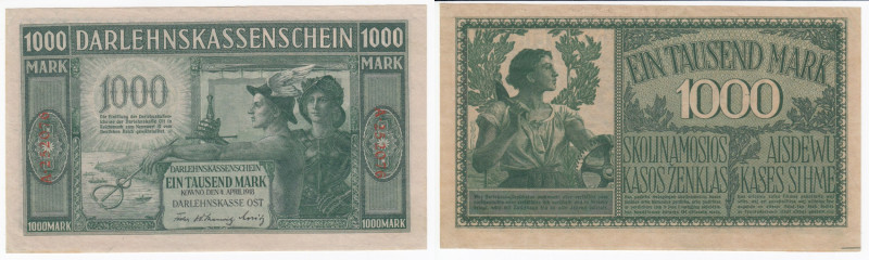 Germany (Occupation of Lithuania WWI, Kowno) 1000 Mark 1918
AU.