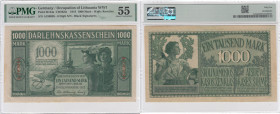 Germany (Occupation of Lithuania WWI, Kowno) 1000 Mark 1918 - PMG 55 About Uncirculated
Pick R134a.