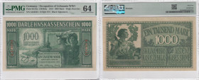 Germany (Occupation of Lithuania WWI, Kowno) 1000 Mark 1918 - PMG 64 Choice Uncirculated
Pick R134a.