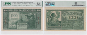 Germany (Occupation of Lithuania WWI, Kowno) 1000 Mark 1918 - PMG 64 Choice Uncirculated
Pick R134a.