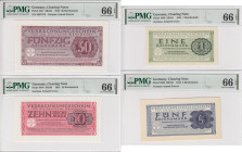 Germany (German Armed Forces) 50, 10, 5 & 1 Reichsmark 1944 - PMG 66 EPQ Gem Uncirculated (4)
Pick M41, M40, M39, M38. For additional photographs, ple...