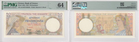 Greece 50 Drachmai 1935 - PMG 64 Choice Uncirculated
Pick 104a.