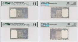 India 1 Rupee 1940 (2) PMG 64 Choice Uncirculated
Pick 25a, d.