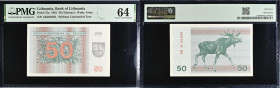 Lithuania 50 Talonas 1991 W/O Text - PMG 64 Choice Uncirculated
Pick 37a.