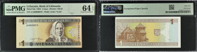 Lithuania 1 Litas 1994 - Small Serial Nr. - PMG 64 EPQ Choice Uncirculated
Pick 53a. Small Serial Number.