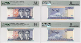 Lithuania 10 Litu 2007 (ND 2008) & 2001 - PMG 66 & 65 EPQ Gem Uncirculated (2)
Pick 68, 65.