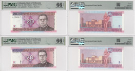 Lithuania 20 Litu 2007 & 2001 - PMG 66 EPQ Gem Uncirculated (2)
Pick 69, 66.