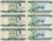 Solomon Islands 2 dollars 1977 (3) Sequential #
UNC. Pick 5.