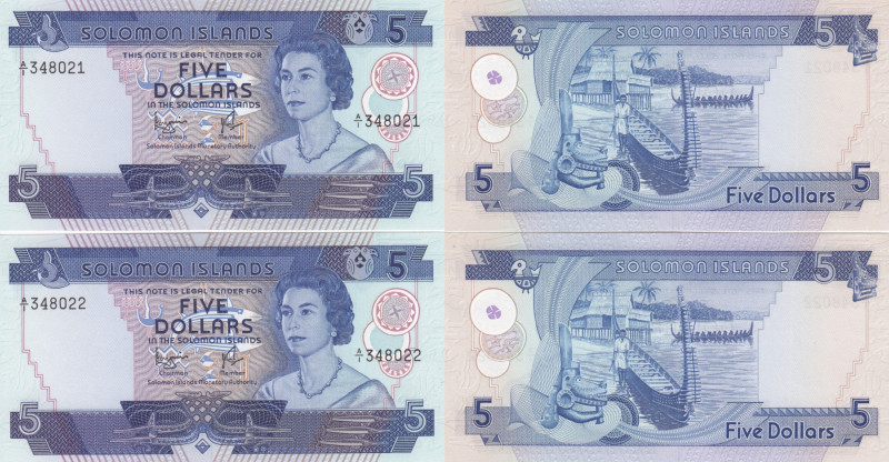 Solomon Islands 5 Dollars 1977 (2) Sequential #
UNC. Pick 6a.