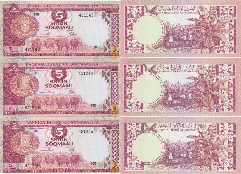 Somalia 5 Shillings 1978 (3) Sequential #
UNC. Pick 21.
