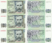 Spain 1000 Pesetas 1979 (3) Fancy #
UNC. Pick 158.