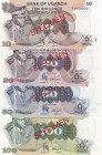 Uganda 10- 100 Shillings 1973 (4) Specimens
UNC. Pick 6s-9s.