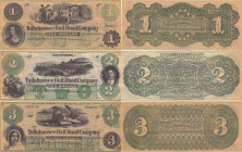 Tallahassee Rail Road Company 1, 2 & 3 Dollars (3)
UNC.