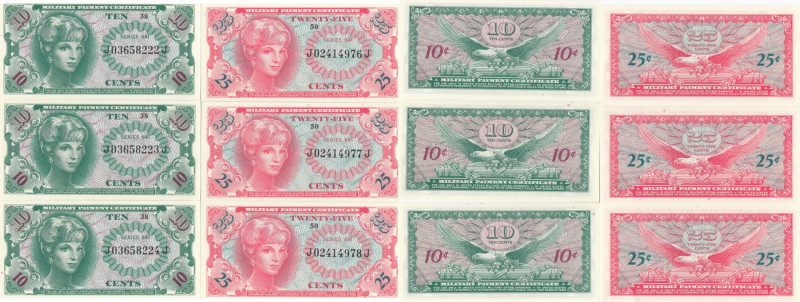 USA 10 & 25 Cents 1965 MPC (6) Sequential #
UNC. Pick M58, 59.