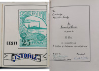 Estonia old stamps collection 1919 - 1924
The Cambridge Philatelic Society, An award of merit is given to H. Osi 1959. Sold as seen, no returns.For ad...