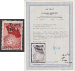 Estonia stamp Elva 80k with Eesti Post overprint - with Certificate
Mi. No. 19. Used, Certificate by Krischke. Rare. Sold as is, no returns. 