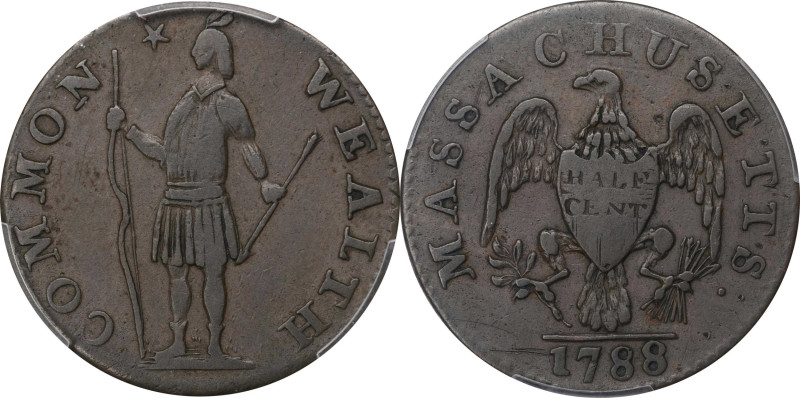 1788 Massachusetts Half Cent. Ryder 1-B, W-6010. Rarity-2. VF-35 (PCGS).
PCGS# ...