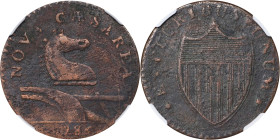 1786 New Jersey Copper. Maris 15-L, W-4820. Rarity-4. Straight Plow Beam, Leaning Head. EF Details--Corrosion, Cleaned (NGC).
PCGS# 45423. NGC ID: AU...