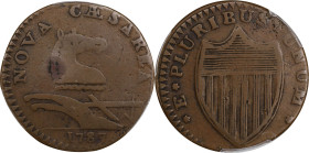 1787 New Jersey Copper. Maris 32-T, W-5100. Rarity-2. No Sprig Above Plow, Wide Ears Below Gap. Fine-15 (PCGS).
PCGS# 506. NGC ID: AUL8.

Estimate:...