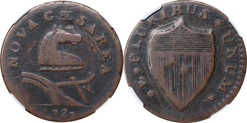 1787 New Jersey Copper. Maris 39-a, W-5195. Rarity-2. No Sprig Above Plow, Small...