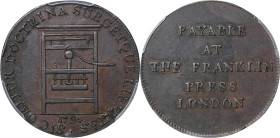 1794 Franklin Press Token. W-8850. Rarity-1. Plain Edge. AU-53 (PCGS).
PCGS# 630. NGC ID: 2B5V.

Estimate: $525