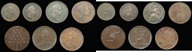 Lot of (7) Colonial and Early Federal Era Coppers.
Included are: (2) 1723 Wood's Hibernia farthings; (2) 1723 Wood's Hibernia halfpennies; undated (c...