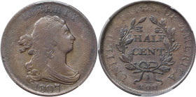 1807 Draped Bust Half Cent. C-1. Rarity-1. Fine Details--Cleaned (PCGS).
PCGS# 1104. NGC ID: 222K.

Estimate: $100