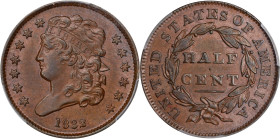 1832 Classic Head Half Cent. C-2. Rarity-1. AU-58 (PCGS).
PCGS# 1159. NGC ID: 222Y.

Estimate: $225