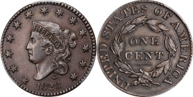 1828 Matron Head Cent. N-1. Rarity-1. Large Narrow Date. AU-53 (PCGS).
PCGS# 36874. NGC ID: 225J.

Estimate: $500
