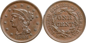 1848 Braided Hair Cent. N-1. Rarity-1. MS-63 BN (PCGS).
PCGS# 1883. NGC ID: 226E.

Estimate: $450