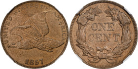 1857 Flying Eagle Cent. Unc Details--Cleaned (NGC).
PCGS# 2016. NGC ID: 2276.

Estimate: $350